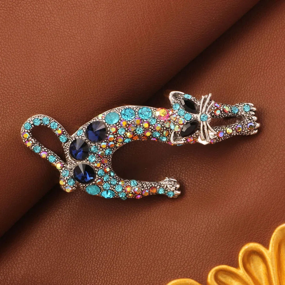 Vintage Fashion Luxury Rhinestone Brooch Personalized Animal Leopard Alloy Emblem Men's And Women's Suit Accessories Pin