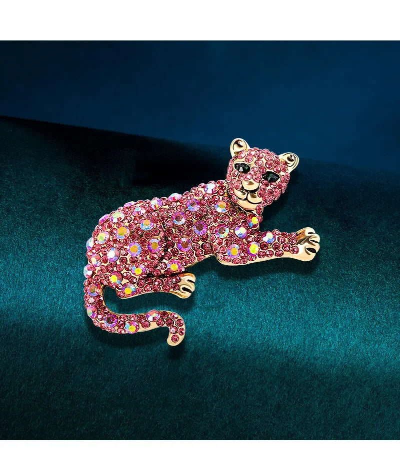 Vintage Fashion Luxury Rhinestone Brooch Personalized Animal Leopard Alloy Emblem Men's And Women's Suit Accessories Pin