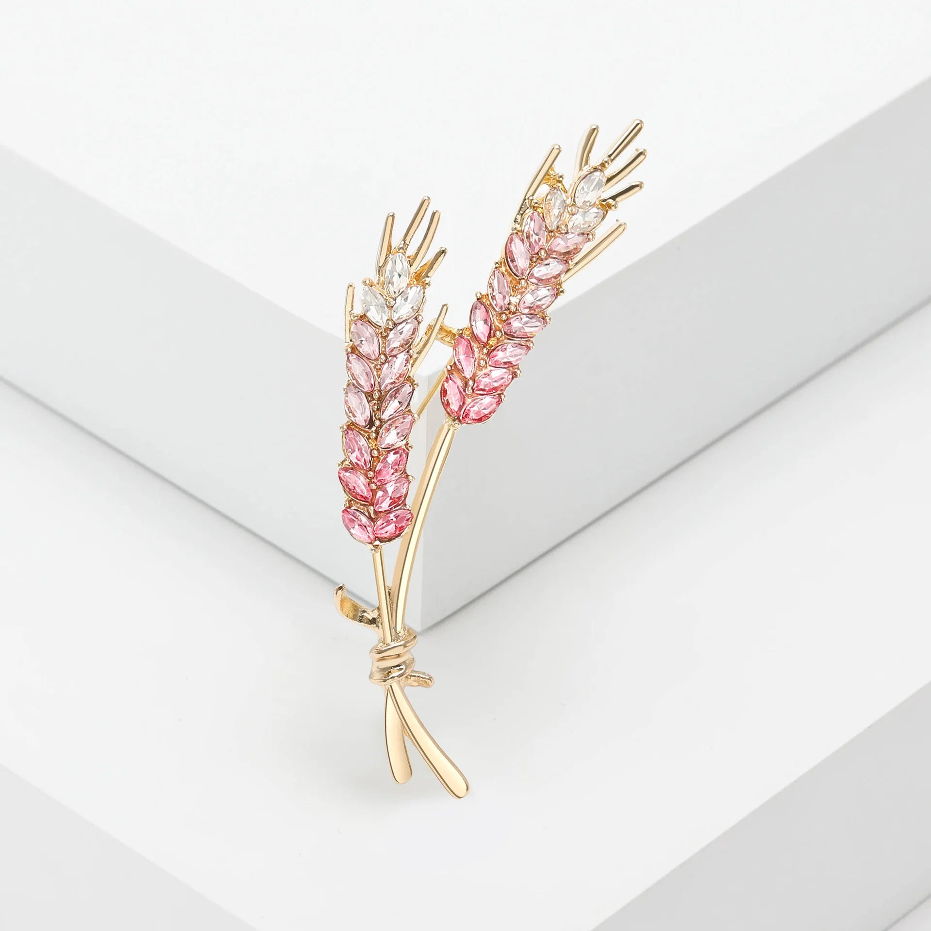 Luxury Rhinestone Wheat Ear Brooch Collar Pins for Suit Shining Women Men's Party Brooches Jewelry