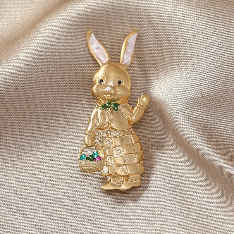 Retro Alloy Rabbit Brooch Pins Female Ins Trendy Party Coller Cute Sweater Brooches Accessories