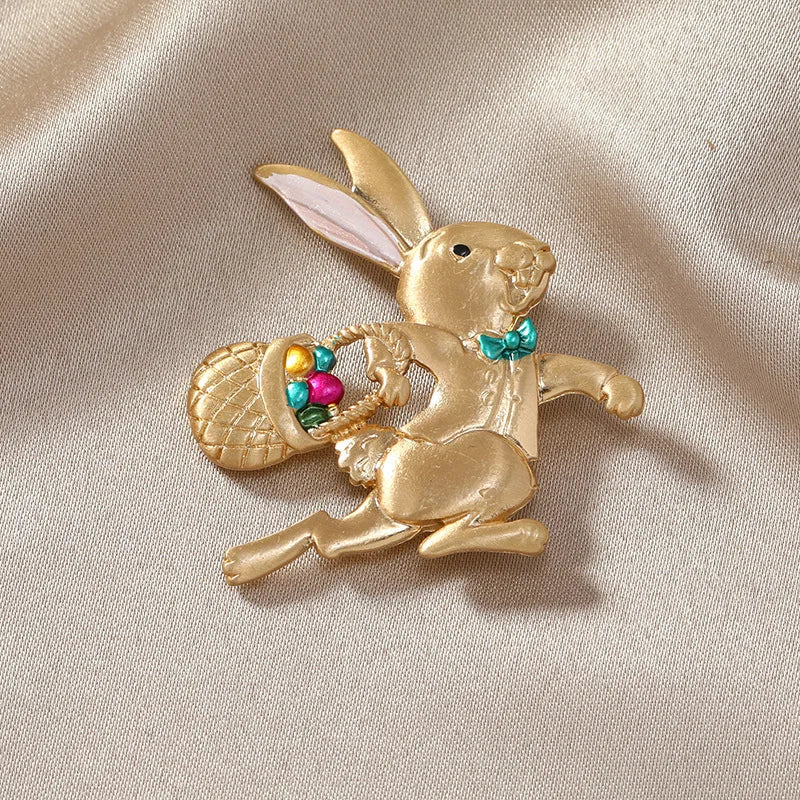 Retro Alloy Rabbit Brooch Pins Female Ins Trendy Party Coller Cute Sweater Brooches Accessories