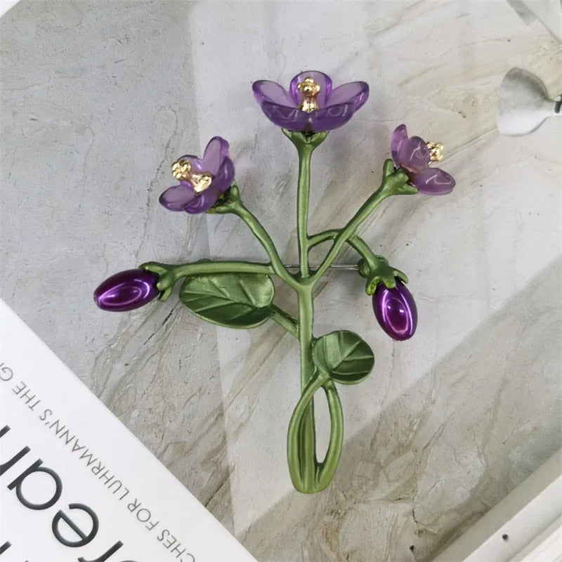 Plants And Flowers Exquisite High-End Temperament Violet Freshwater Pearl Brooch Accessories Women