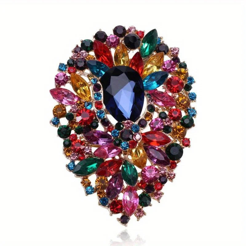 Women Luxury Rhinestone Brooch Waterdrop Rhinestone Jewelry Wedding Party Pins Corsage
