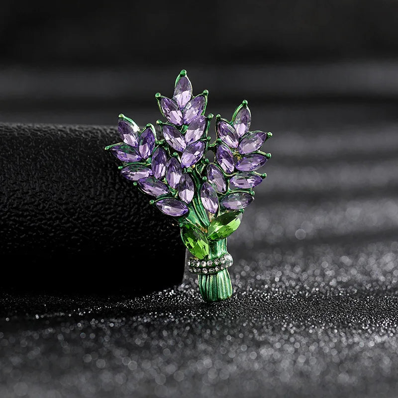 Luxury Rhinestone Wheat Ear Brooch Collar Pins for Suit Shining Women Men's Party Brooches Jewelry