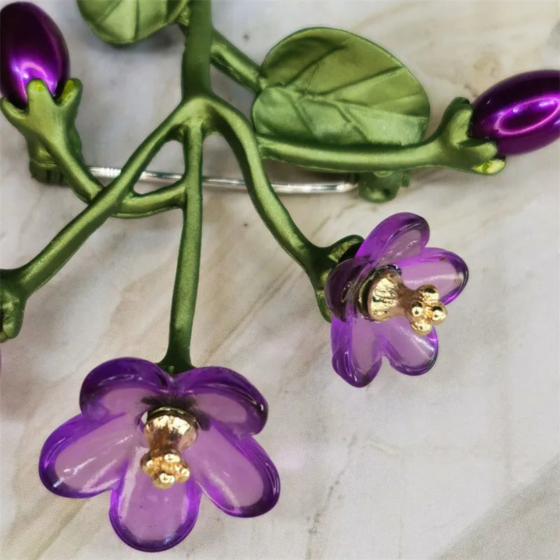 Plants And Flowers Exquisite High-End Temperament Violet Freshwater Pearl Brooch Accessories Women