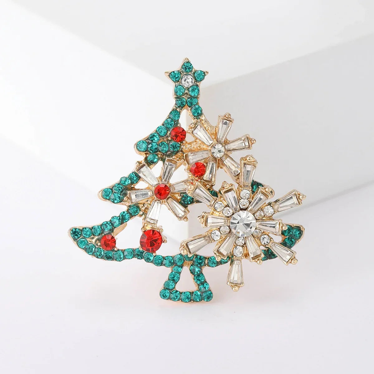 Vintage Fashion Drip Oil Christmas Tree Breast Needle Alloy Water Diamond Plant Emblem Men's And Women's Suit Skirt Accessories