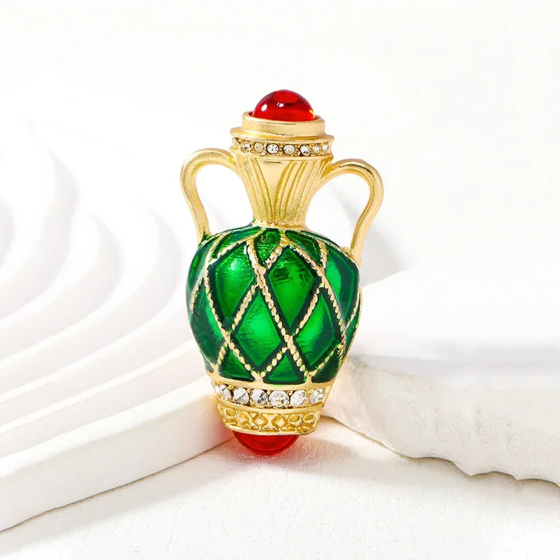 Enamel Color Retro Perfume Bottle Brooch Luxury Personality Alloy Small Pot Badge Corsage Men And Women Clothing Accessories
