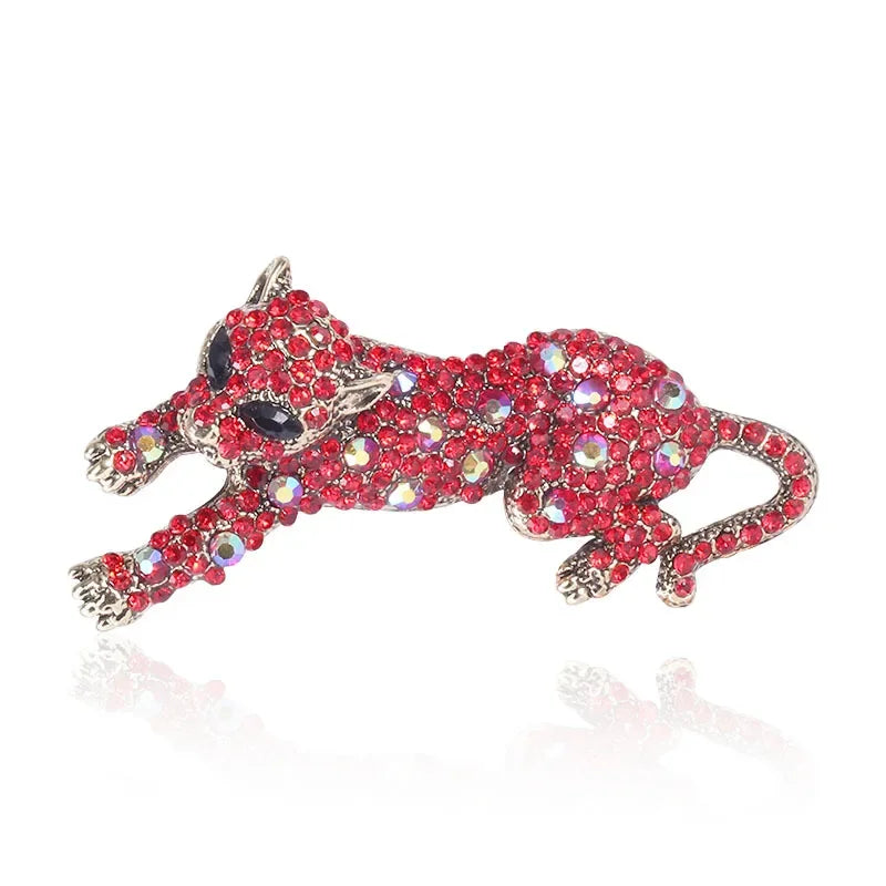 Vintage Fashion Luxury Rhinestone Brooch Personalized Animal Leopard Alloy Emblem Men's And Women's Suit Accessories Pin