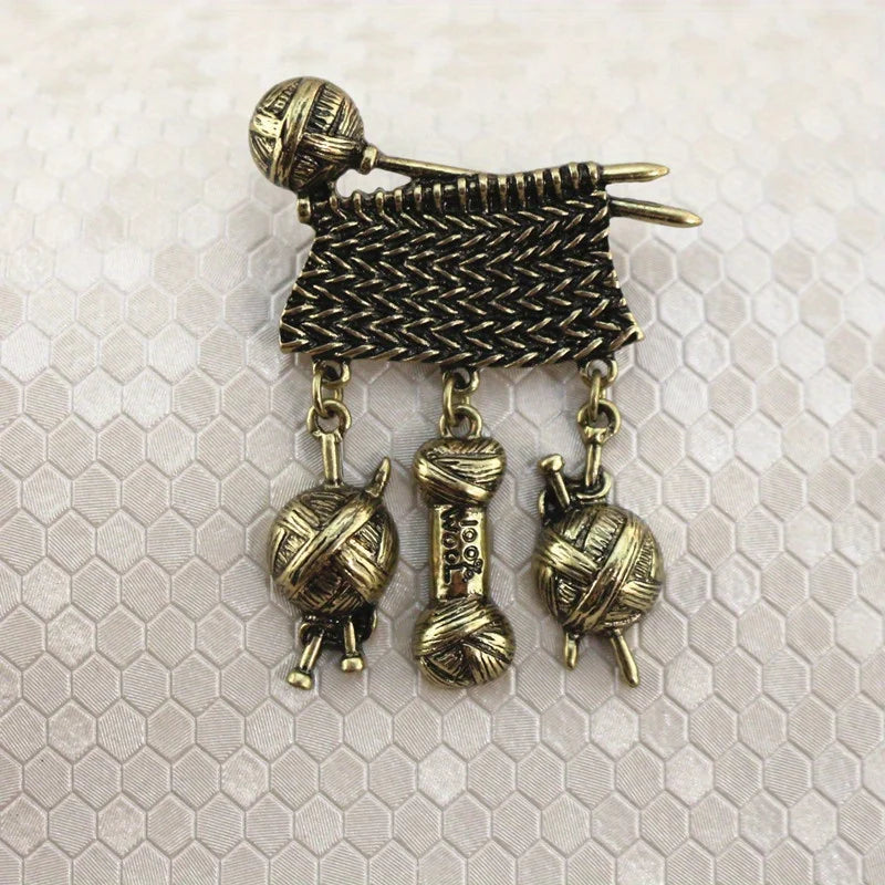 Vintage Sweater Brooch Alloy Ball Of Yarn Tassel Corsage Fashion Simple Coat Accessories