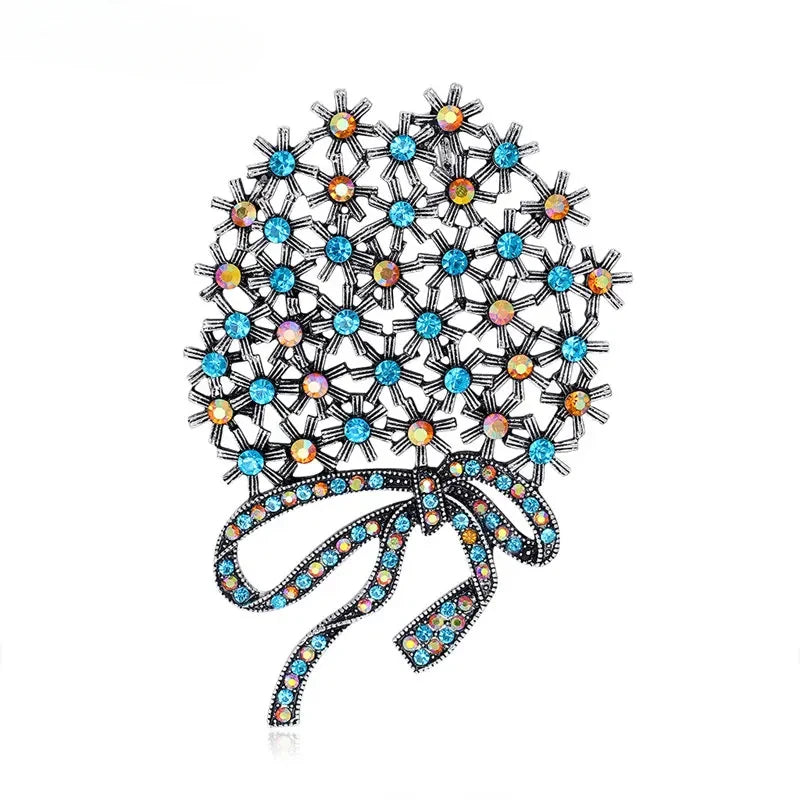 Retro Color Rhinestone Bow  Brooch Alloy  Personality Fashion Pin Clothing Accessories