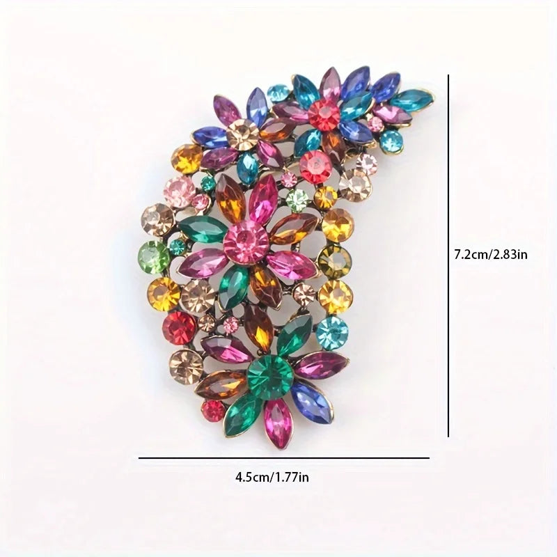 Fashion Exaggeration Luxury Multi-color Feather Rhinestone Brooch Corsage Women's Dress Accessories Jewelry