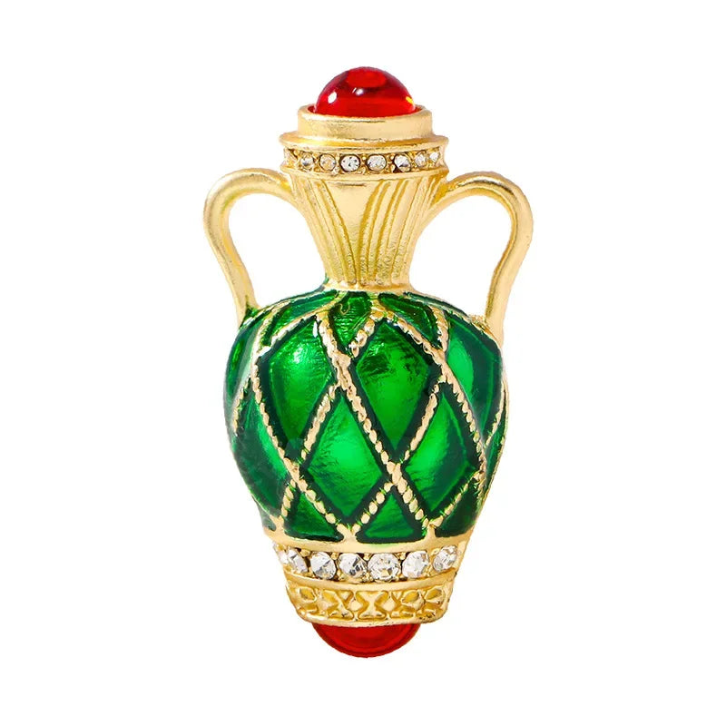 Enamel Color Retro Perfume Bottle Brooch Luxury Personality Alloy Small Pot Badge Corsage Men And Women Clothing Accessories