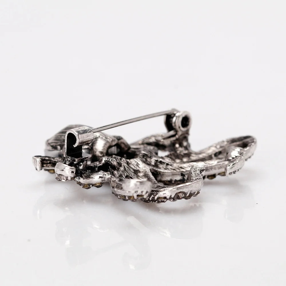 Vintage Polished Octopus Brooch Metal Badge Women Men Jewelry Party Accessories