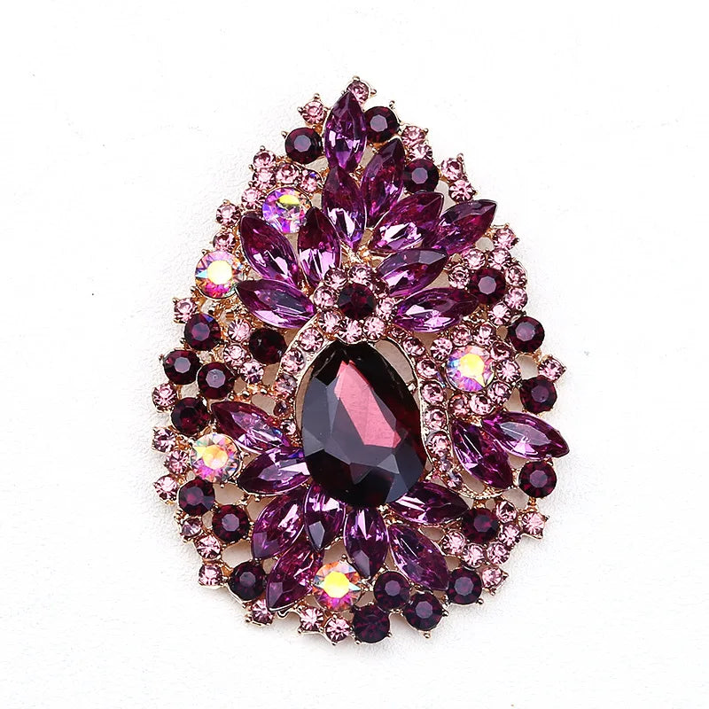 Women Luxury Rhinestone Brooch Waterdrop Rhinestone Jewelry Wedding Party Pins Corsage