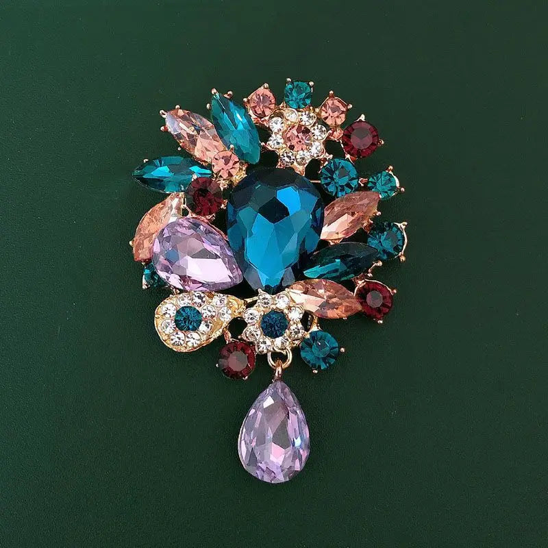 Fashionable Luxurious Glass Imitation Crystal Brooch Personalized Acrylic Retro Badge Coat Clothing Wedding Accessories Jewelry