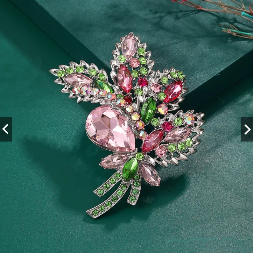 Women Large Crystal Brooch Retro Luxury Rhinestone Corsage