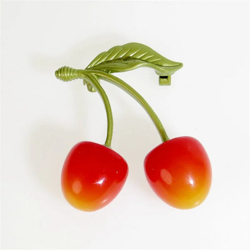 Simple brooch temperament elegant cherry plant bouquet pin women's accessories silk scarf buckle