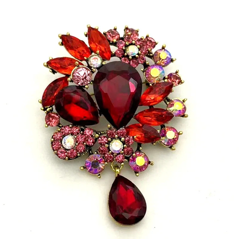 Fashionable Luxurious Glass Imitation Crystal Brooch Personalized Acrylic Retro Badge Coat Clothing Wedding Accessories Jewelry