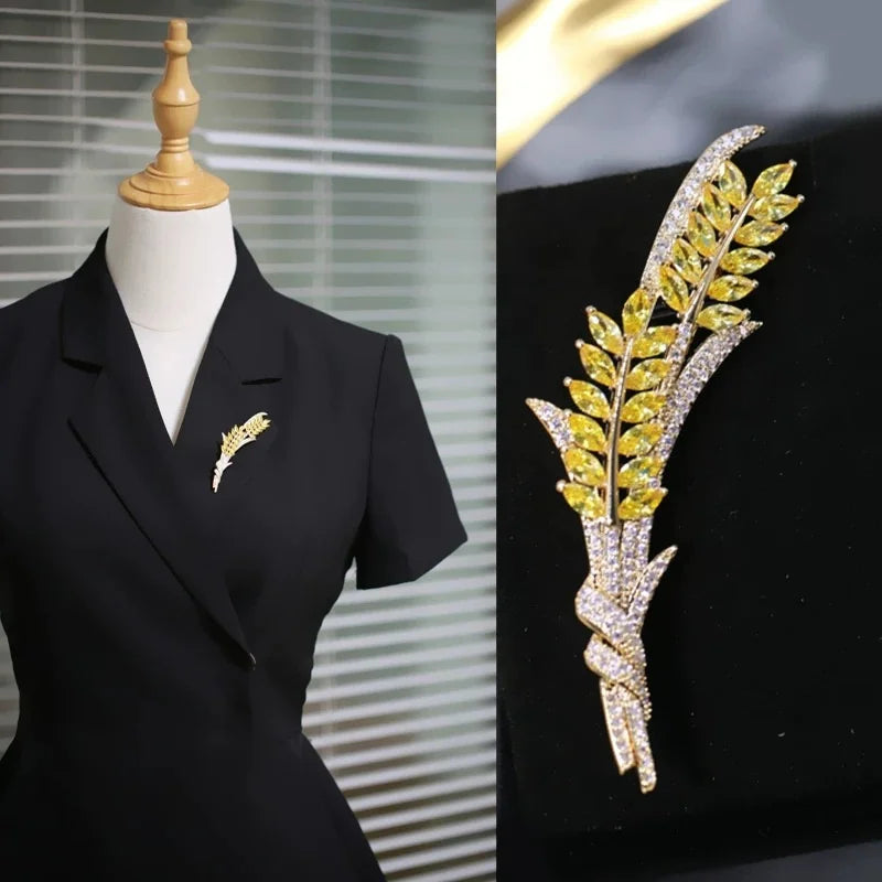 Gold Coloren Wheat Ear Brooch Fresh And Natural Wind Triticum Aestivum Badge Fashion Men/Women's Clothing  Accessories
