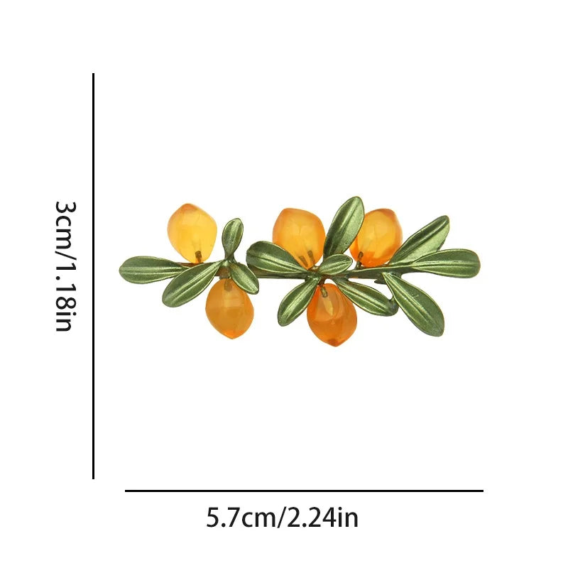 Women Orange Cherry Brooch Glaze Alloy Plant Fruit Pins