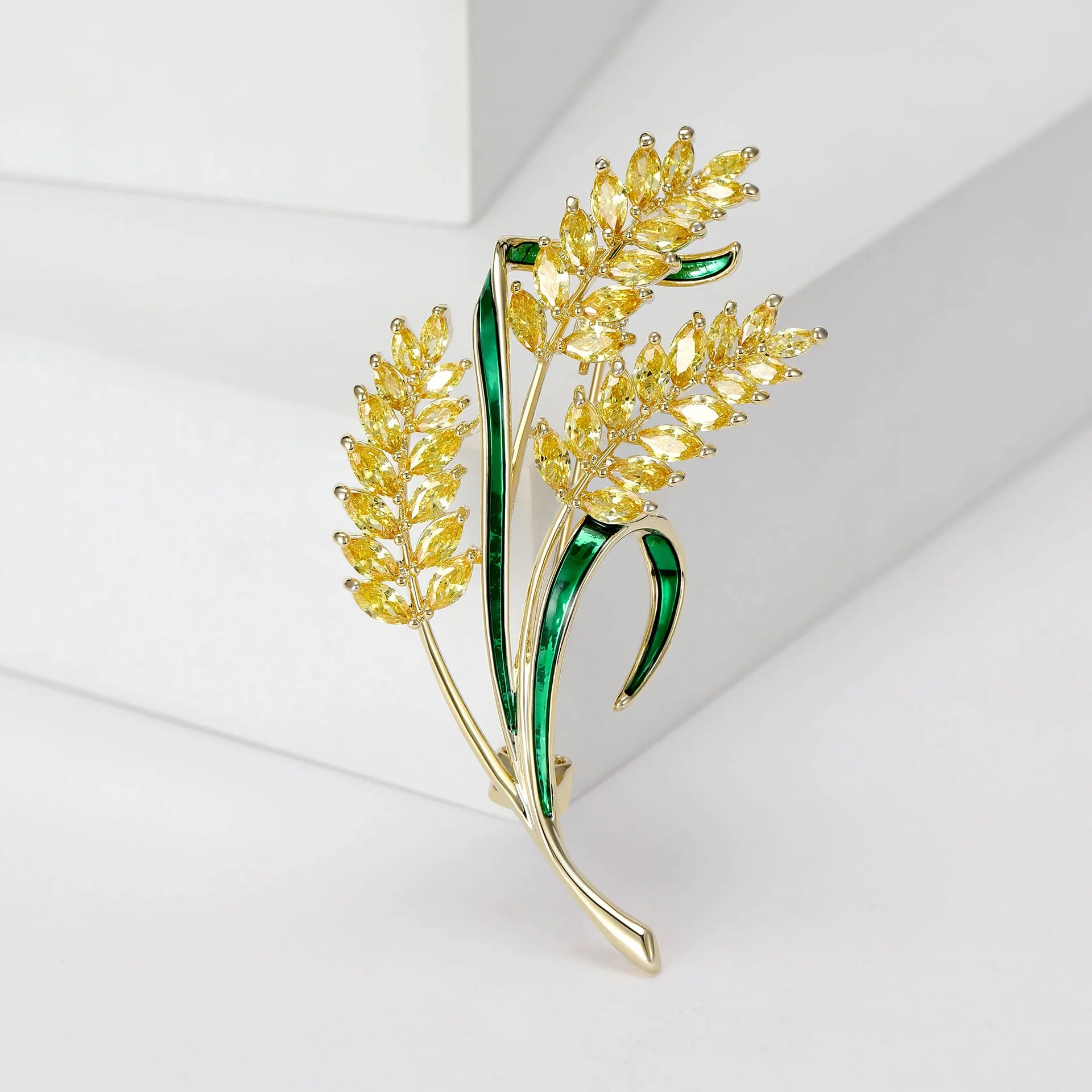 Luxury Rhinestone Wheat Ear Brooch Collar Pins for Suit Shining Women Men's Party Brooches Jewelry