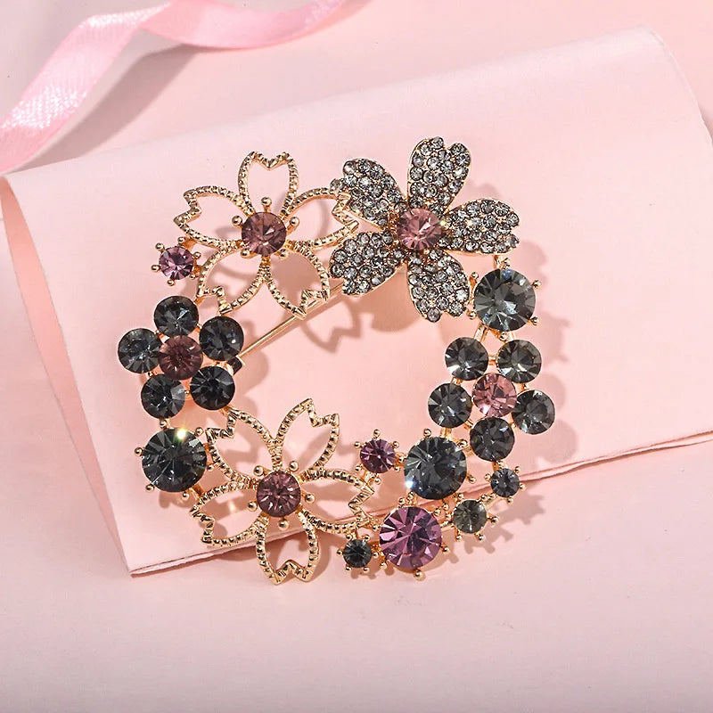 women's round brooch simple wreath buckle pin corsage accessories