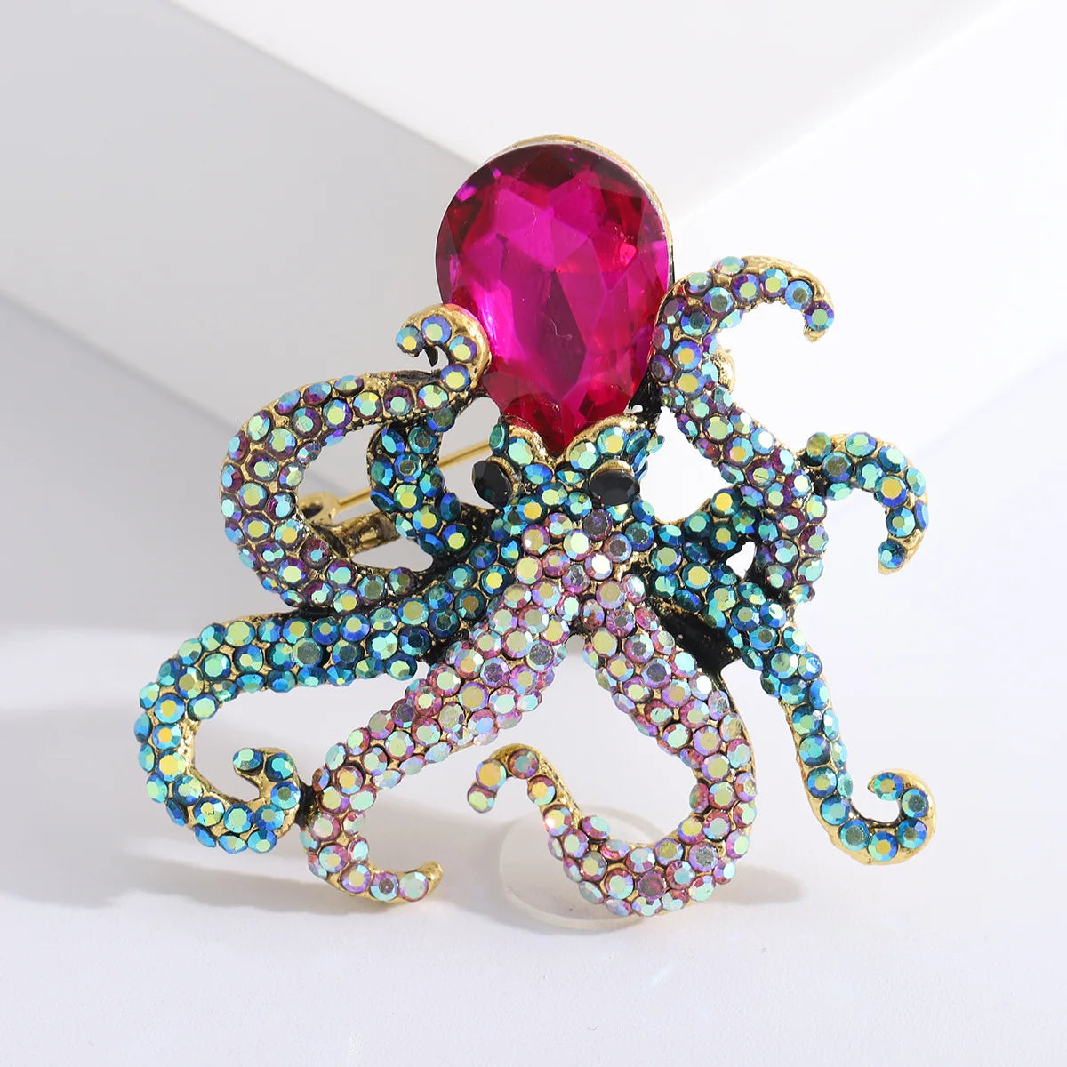 Vintage Polished Octopus Brooch Metal Badge Women Men Jewelry Party Accessories