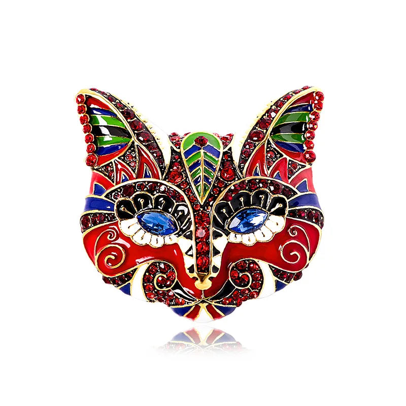 Women Men Cat Mask Enamel Painting Brooches Drip Oil Badges Accessories