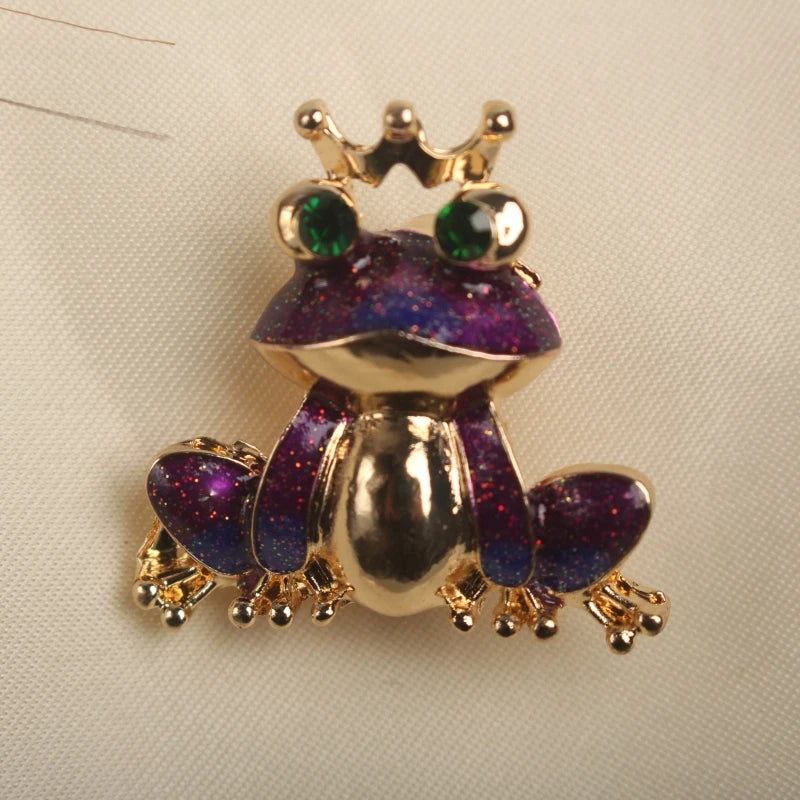 European And American Fashion Crowns Cute Frog Brooches Creative Oil Dripping Animal Badges Men/Women's Clothing Accessories