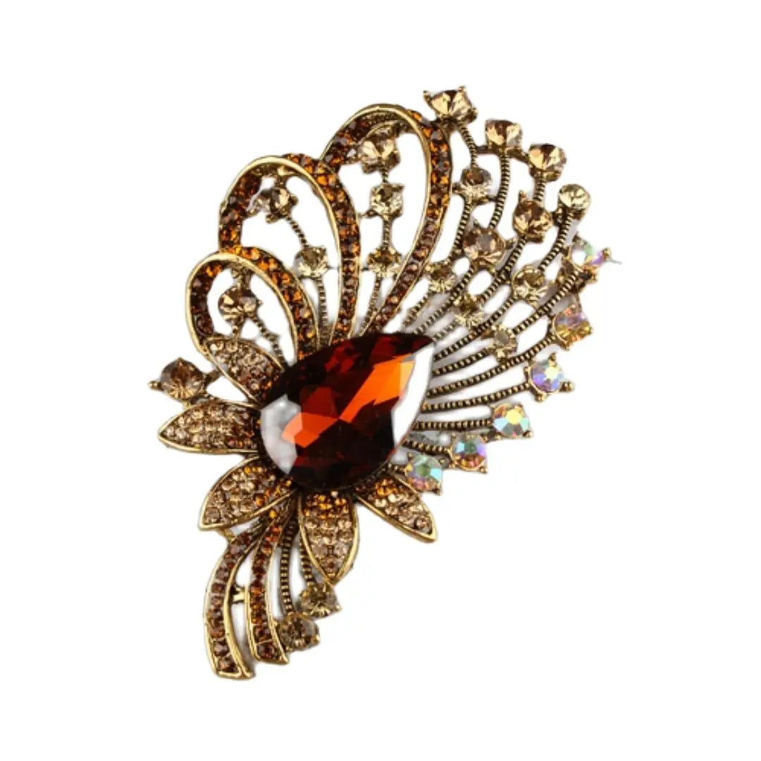 New European and American style high-end rhinestone flower inlaid diamond alloy brooch imitating zircon crystal corsage clothing