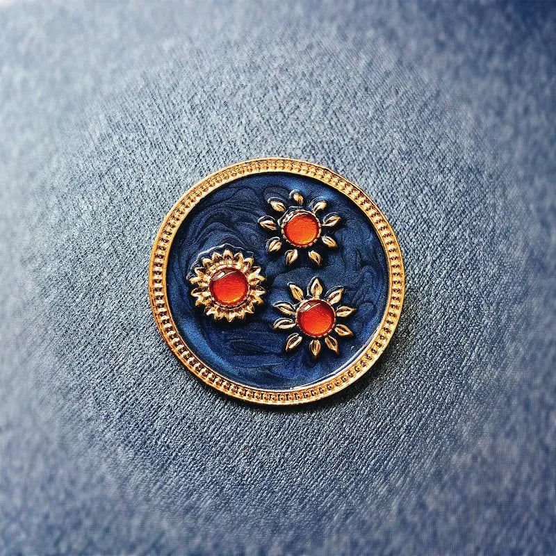 Vintage Enamel Drop Oil Sunflower Geometric Brooch Imitation Pearl Starry Sky Cat Tassel Badge Men/Women's Clothing Accessories
