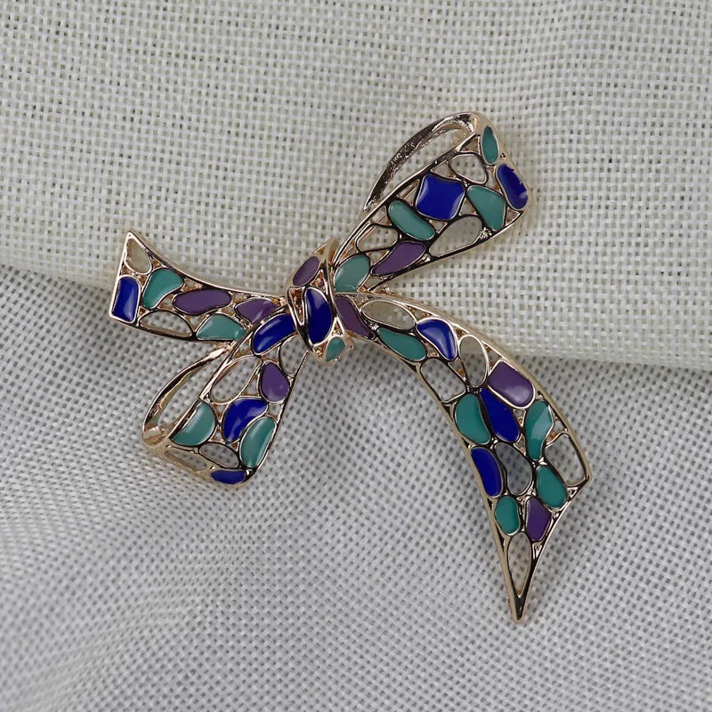 Hollow Exquisite Enamel Dripping Oil Atmosphere Elegant Bow Large Brooch