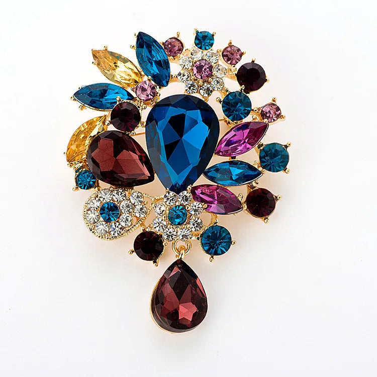 Fashionable Luxurious Glass Imitation Crystal Brooch Personalized Acrylic Retro Badge Coat Clothing Wedding Accessories Jewelry