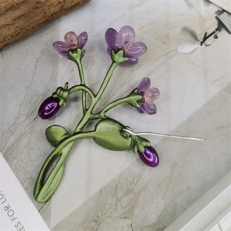 Plants And Flowers Exquisite High-End Temperament Violet Freshwater Pearl Brooch Accessories Women