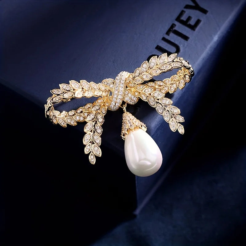 Luxury Rhinestone Wheat Ear Brooch Collar Pins for Suit Shining Women Men's Party Brooches Jewelry