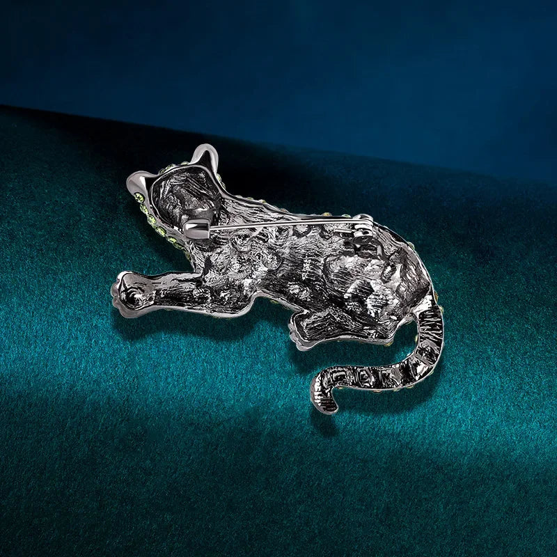 Vintage Fashion Luxury Rhinestone Brooch Personalized Animal Leopard Alloy Emblem Men's And Women's Suit Accessories Pin