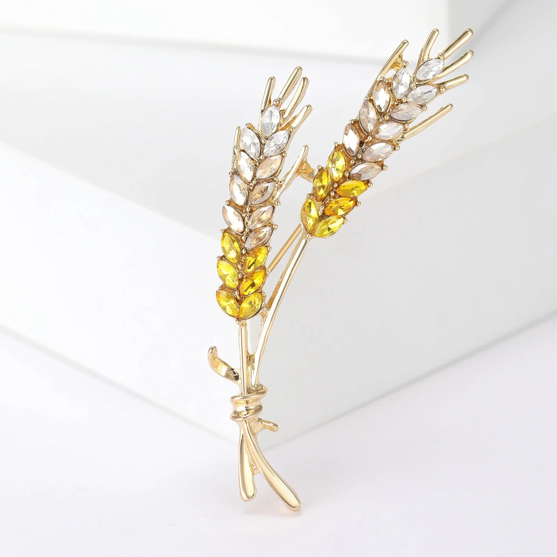 Luxury Rhinestone Wheat Ear Brooch Collar Pins for Suit Shining Women Men's Party Brooches Jewelry