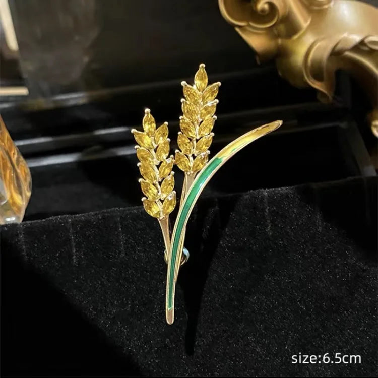 Luxury Rhinestone Wheat Ear Brooch Collar Pins for Suit Shining Women Men's Party Brooches Jewelry