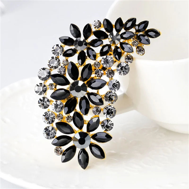 Fashion Exaggeration Luxury Multi-color Feather Rhinestone Brooch Corsage Women's Dress Accessories Jewelry