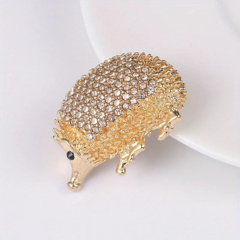 Creative Hedgehog Brooch Fashion Rhinestones Cartoon Animal Corsage Retro Buckle Pin
