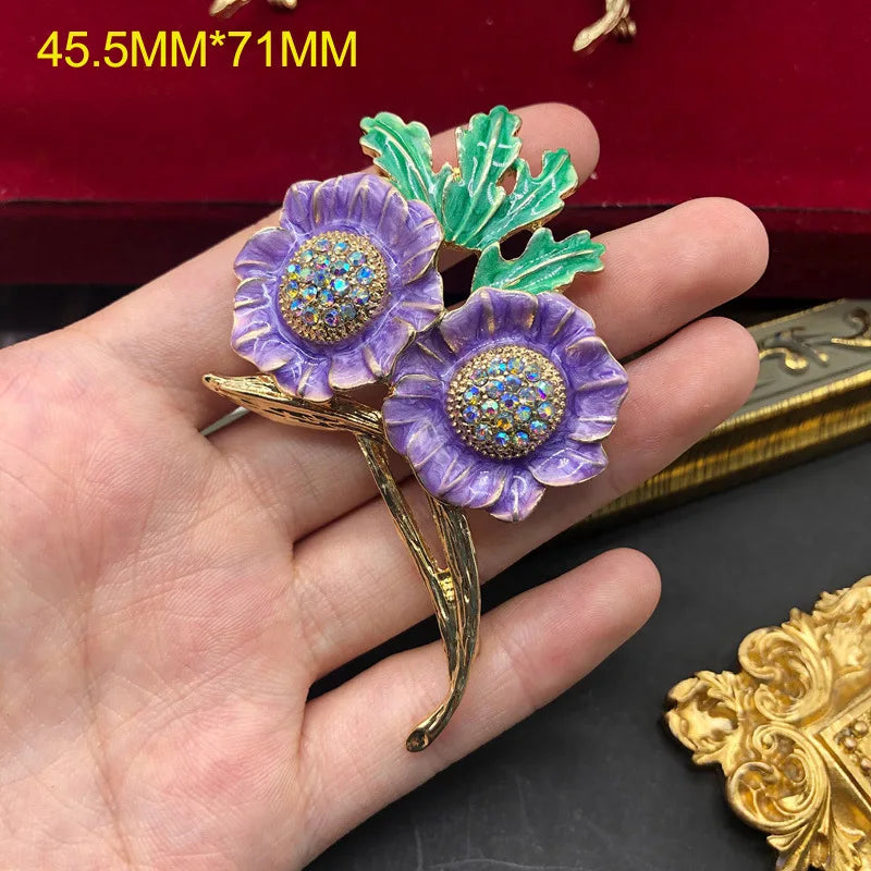 Retro Rural Small Daisy Flower Alloy Brooch Niche Minimalist Fresh Badges Earrings Ear Clips Men/Women's Suits Dress Accessories