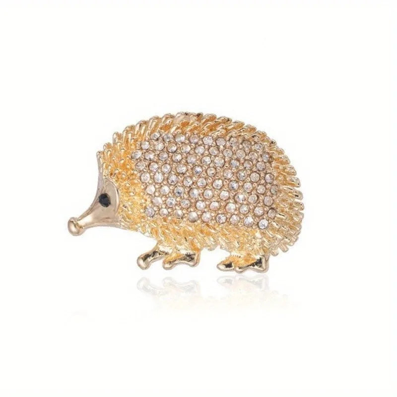 Creative Hedgehog Brooch Fashion Rhinestones Cartoon Animal Corsage Retro Buckle Pin