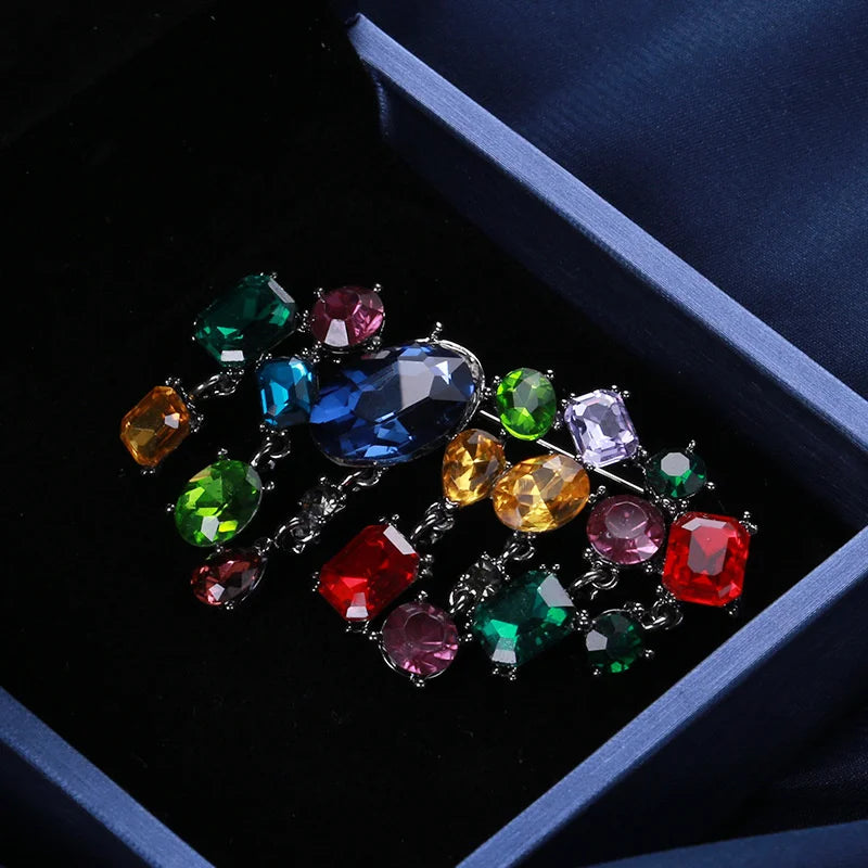 Exaggerate Refined Personality Fashion Crystal Glass Brooch Temperament Versatile Cardigan Sweater Pin Suit Coat Corsage