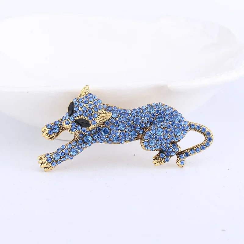 Vintage Fashion Luxury Rhinestone Brooch Personalized Animal Leopard Alloy Emblem Men's And Women's Suit Accessories Pin