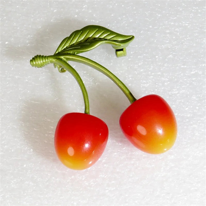 Simple brooch temperament elegant cherry plant bouquet pin women's accessories silk scarf buckle