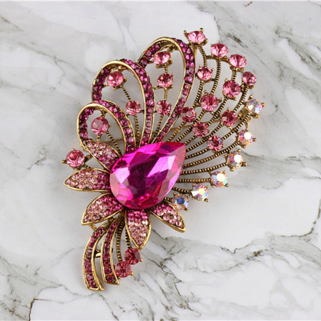 New European and American style high-end rhinestone flower inlaid diamond alloy brooch imitating zircon crystal corsage clothing