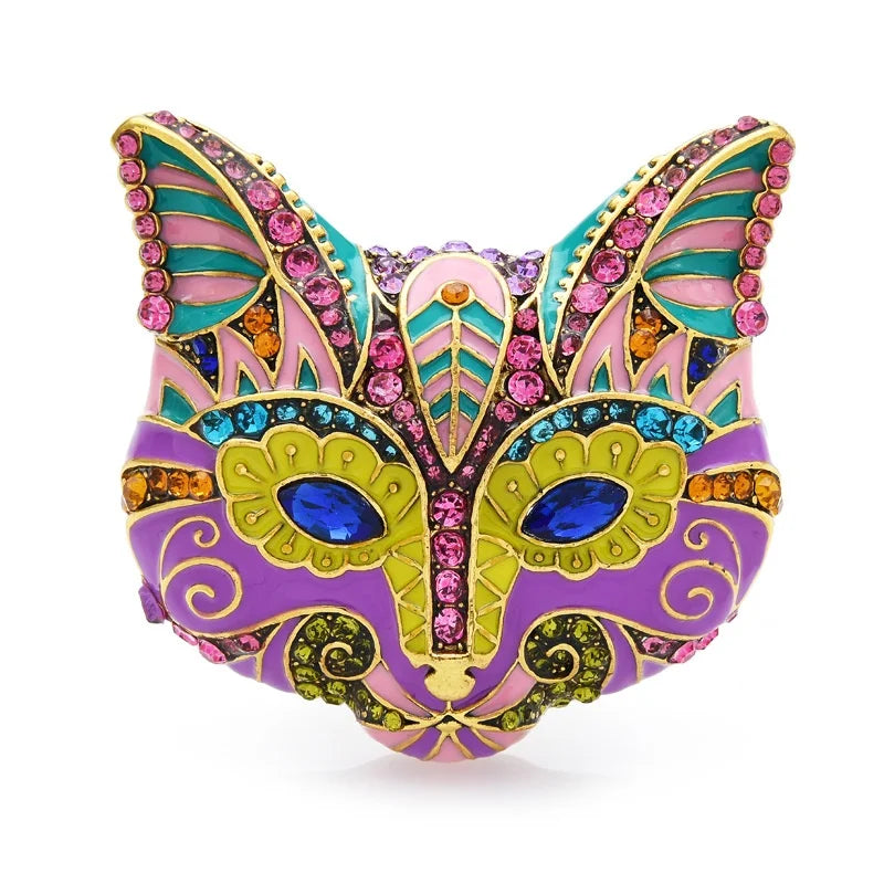 Women Men Cat Mask Enamel Painting Brooches Drip Oil Badges Accessories