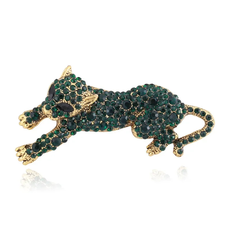 Vintage Fashion Luxury Rhinestone Brooch Personalized Animal Leopard Alloy Emblem Men's And Women's Suit Accessories Pin