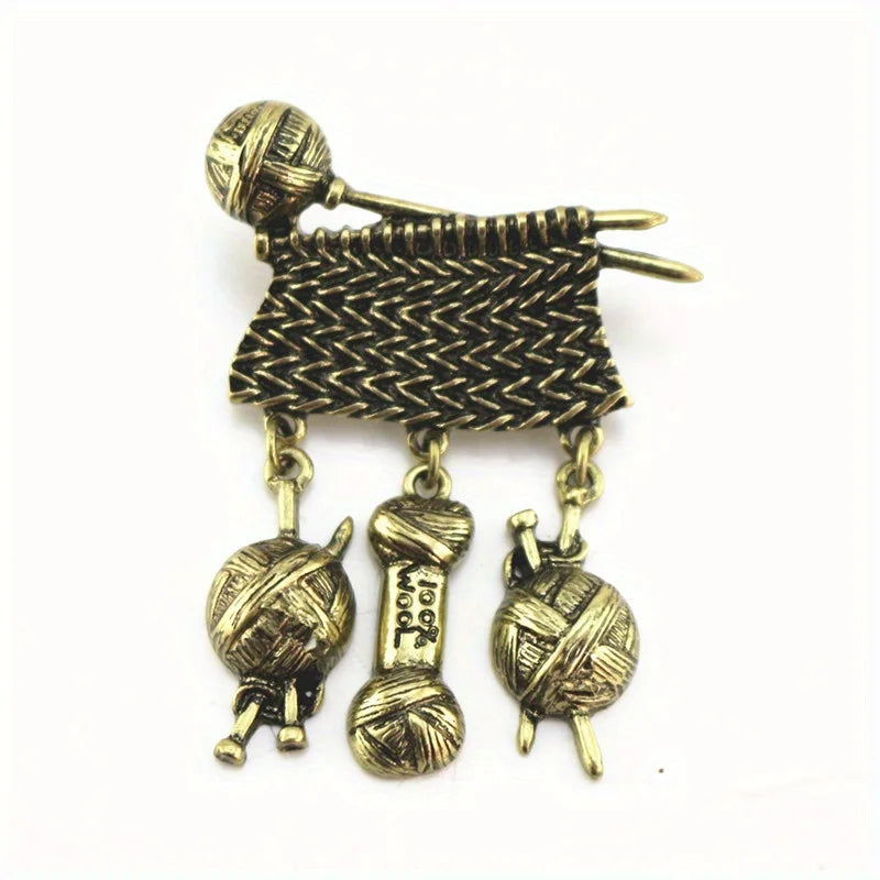Vintage Sweater Brooch Alloy Ball Of Yarn Tassel Corsage Fashion Simple Coat Accessories