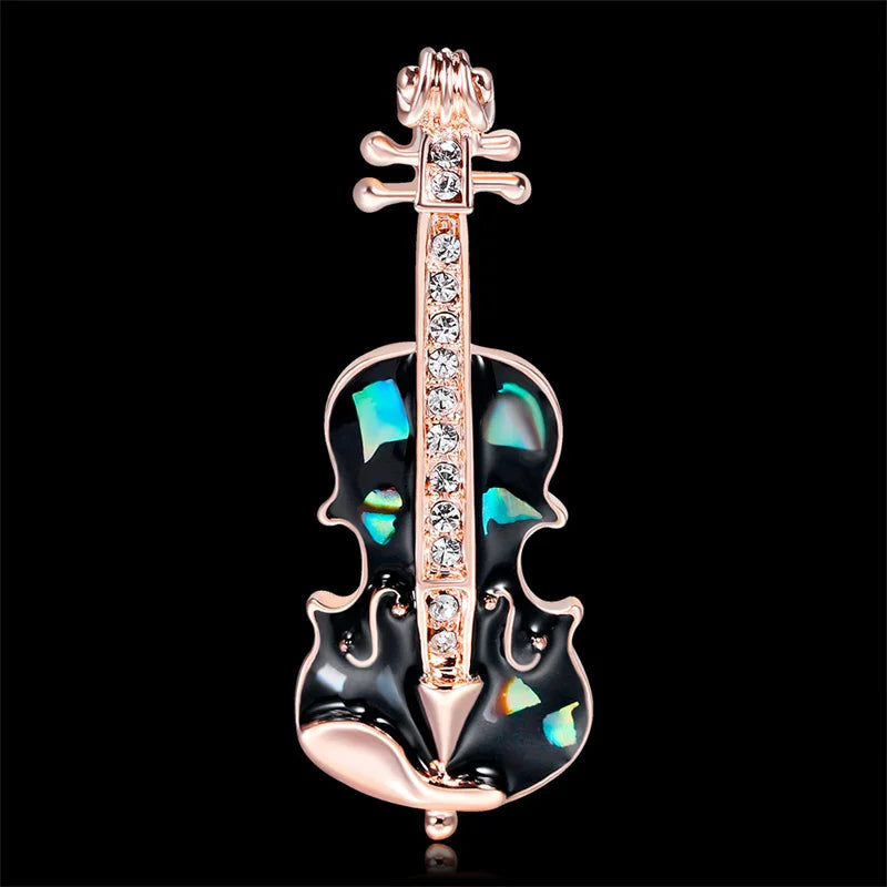 High-end personality guitar violin brooch drip oil painted shell corsage pin ladies brooch